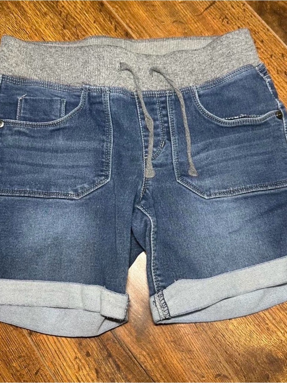 Arizona Jean Company Denim Drawstring Shorts - Blue & Gray